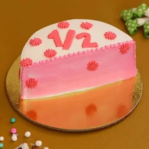 Cute Flowery Half Birthday Cake