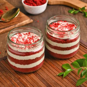 Two Red Velvet Jar Cake